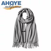 【AHOYE】韓系寬版加厚仿羊絨保暖圍巾 (披肩 圍脖 披巾 脖圍) 鐵灰色