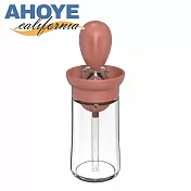 【AHOYE】烘焙料理定量玻璃油瓶 附矽膠油刷 (油壺 油罐 調味瓶 醬刷 矽膠刷) 酒紅色