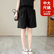 【慢。生活】高腰寬鬆顯瘦休閒闊腿五分褲 J12153  FREE 黑色