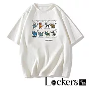 【Lockers 木櫃】美式寬鬆小貓印花短袖T恤 L114040101 F 白色