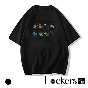 【Lockers 木櫃】美式寬鬆小貓印花短袖T恤 L114040101 F 黑色