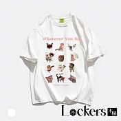 【Lockers 木櫃】重磅純棉卡通貓貓短袖T恤 L114040102 F 白色
