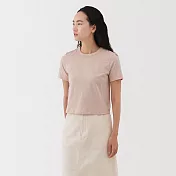 【MUJI 無印良品】女節紗短版短袖T恤 M 淺粉
