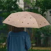【日本Attain】貓咪花邊 耐強風折傘 ‧ 奶茶棕