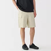 【MUJI 無印良品】男水洗舒適工作短褲 S 象牙白