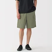 【MUJI 無印良品】男水洗舒適工作短褲 S 卡其綠