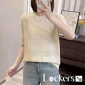 【Lockers 木櫃】冰絲寬鬆短袖針織T恤 L114040806 F 米色