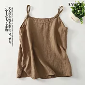 【AMIEE】純色前後兩穿吊帶T恤女上衣(KDTY-9038) M 卡其