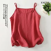 【AMIEE】純色前後兩穿吊帶T恤女上衣(KDTY-9038) M 紅色