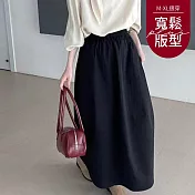 【慢。生活】鬆緊高腰中長款半身蓬蓬裙 J12181  FREE 黑色