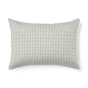 【MUJI 無印良品】再生聚酯速乾枕套/43/綠格紋【成品尺寸】W45×L88 cm 圓柱型