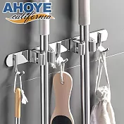 【AHOYE】不鏽鋼壁掛2夾3鉤拖把架 (拖把夾 抹布掛勾 掃把架)