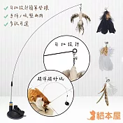 貓本屋 吸盤/手持兩用 超彈鋼絲逗貓棒(可替換頭) 替換頭隨機出貨