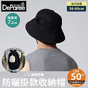 蒂巴蕾 防曬掛款收納帽 (防潑水/透氣快乾/可收納) 黑色