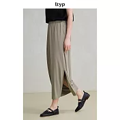ltyp旅途原品 銅氨絲風格極簡直筒半裙休閒簡約八分垂感半身裙女 M L  M 淺木灰