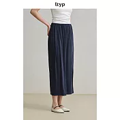 ltyp旅途原品 銅氨絲風格極簡直筒半裙休閒簡約八分垂感半身裙女 M L  M 星空藍