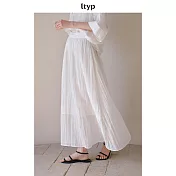 ltyp旅途原品 皺感苧麻棉半裙25年新款文藝寬鬆a字長款半身裙女 M L  M 月牙白