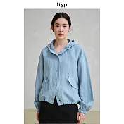 ltyp旅途原品 法國進口100%亞麻防曬外套 連帽透氣薄款防曬衣女 M L  M 天空藍