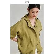 ltyp旅途原品 法國進口100%亞麻防曬外套 連帽透氣薄款防曬衣女 M L  M 苔癬綠