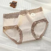 【唯蜜色】法式復古蕾絲中腰親膚抑菌棉檔女用內褲 L 杏色