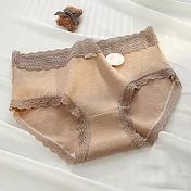 【唯蜜色】法式復古蕾絲中腰親膚抑菌棉檔女用內褲 L 卡其色