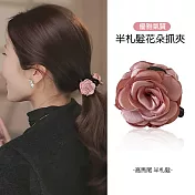 【JENG】法式甜美氣質布藝雙面玫瑰花馬尾小抓夾(94015) _粉色