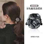 【JENG】法式甜美氣質布藝雙面玫瑰花馬尾小抓夾(94015) _灰色