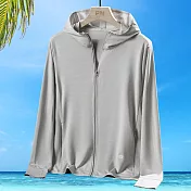 【AnZa】輕薄連帽防曬運動休閒外套 (3色)     4XL 灰色(3XL-4XL)