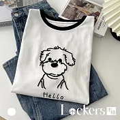 【Lockers 木櫃】小狗刺繡短袖T恤 L114042101 F 白色