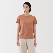 【MUJI 無印良品】女天竺圓領短袖T恤 S 橘色