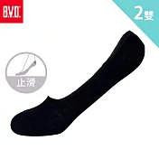 【BVD】簡約條紋休閒女襪套2入 黑22-25cm