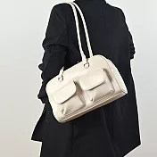 【MISUÉ】韓系單肩保齡球包/腋下包/手提包 -白色