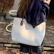 【MISUÉ】復古大容量托特包/韓系通勤背包/單肩包 -白色