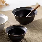 【日本Minoru】Bell高雅花形 陶瓷小缽180ml ‧ 窯黑