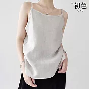 【初色】棉麻風純色吊帶外搭打底無袖背心女背心-共3色-11823(M-2XL可選) M 淺灰色
