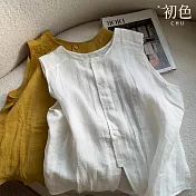 【初色】純色簡約圓領無袖排扣輕薄透氣寬鬆背心女背心-共2色-11834(M-2XL可選) M 白色