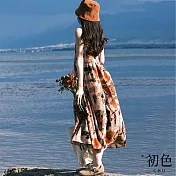 【初色】夏季海灘風寬鬆清涼遮肉顯瘦無袖連身裙洋裝-花色-11782(M-2XL可選) M 花色