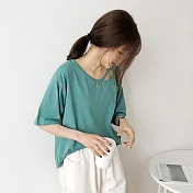 【言】設計款肩縷空純色棉料T恤上衣 (3色)      FREE 水綠