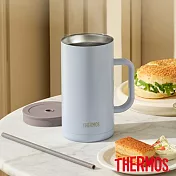 【THERMOS 膳魔師】可進洗碗機不鏽鋼真空吸管杯1000ml(TKHA-1000-BL) 藍色
