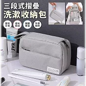 【EZlife】侘寂風三段式洗漱收納包 灰色