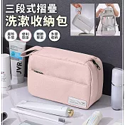 【EZlife】侘寂風三段式洗漱收納包 淺粉