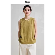 ltyp旅途原品法國進口100%亞麻文藝背心女夏極簡休閒無袖外穿上衣 M L  M 苔癬綠