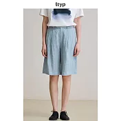 ltyp旅途原品 法國進口100%亞麻文藝百慕達短褲 寬鬆輕薄五分褲女 M L M 天空藍
