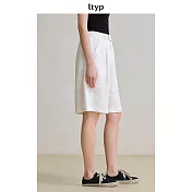 ltyp旅途原品 法國進口100%亞麻文藝百慕達短褲 寬鬆輕薄五分褲女 M L M 象牙白
