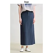 ltyp旅途原品亞麻棉天絲撞色散邊半裙休閒百搭新款直筒半身裙女 M L XL  M 深海藍