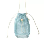 【日本Mark’s】Mesh 隨身側背網狀束口收納袋 ‧ 冰淇淋汽水(淺藍)