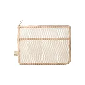 【日本Mark’s】Mesh 扁形網狀文具收納袋A5 ‧ 奶茶(米)