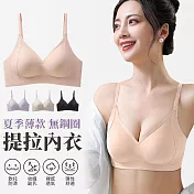 【EZlife】夏季薄款無鋼圈提拉內衣 M 粉色