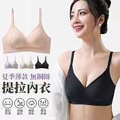 【EZlife】夏季薄款無鋼圈提拉內衣 M 黑色