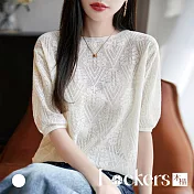 【Lockers 木櫃】鏤空勾花圓領針織衫 L114050503 M 米白